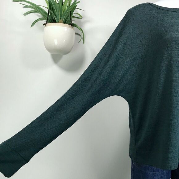 M Magaschoni Dolman Sleeve Thin Knit Sweater Top Green Bateau Pullover Size L - Picture 4 of 9